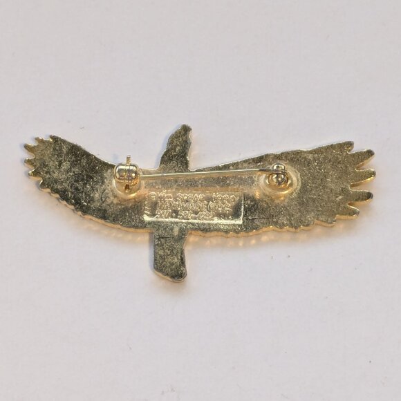 Vintage WM Spear 1990 Handmade Spread Wing Eagle Enamel Brooch Pin - Picture 4 of 4